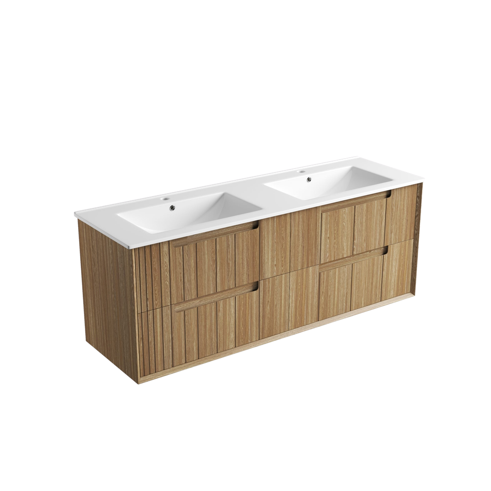 Aulic 1500mm VO1500WHA Voulari Framed Wall Hung Vanity, Harvest Oak