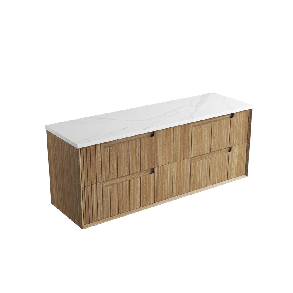 Aulic 1500mm VO1500WHA Voulari Framed Wall Hung Vanity, Harvest Oak