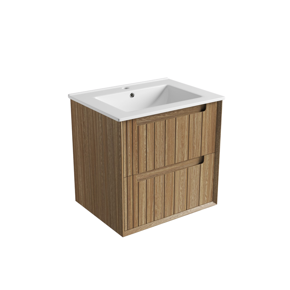 Aulic 600mm VO600WHA Voulari Framed Wall Hung Vanity, Harvest Oak