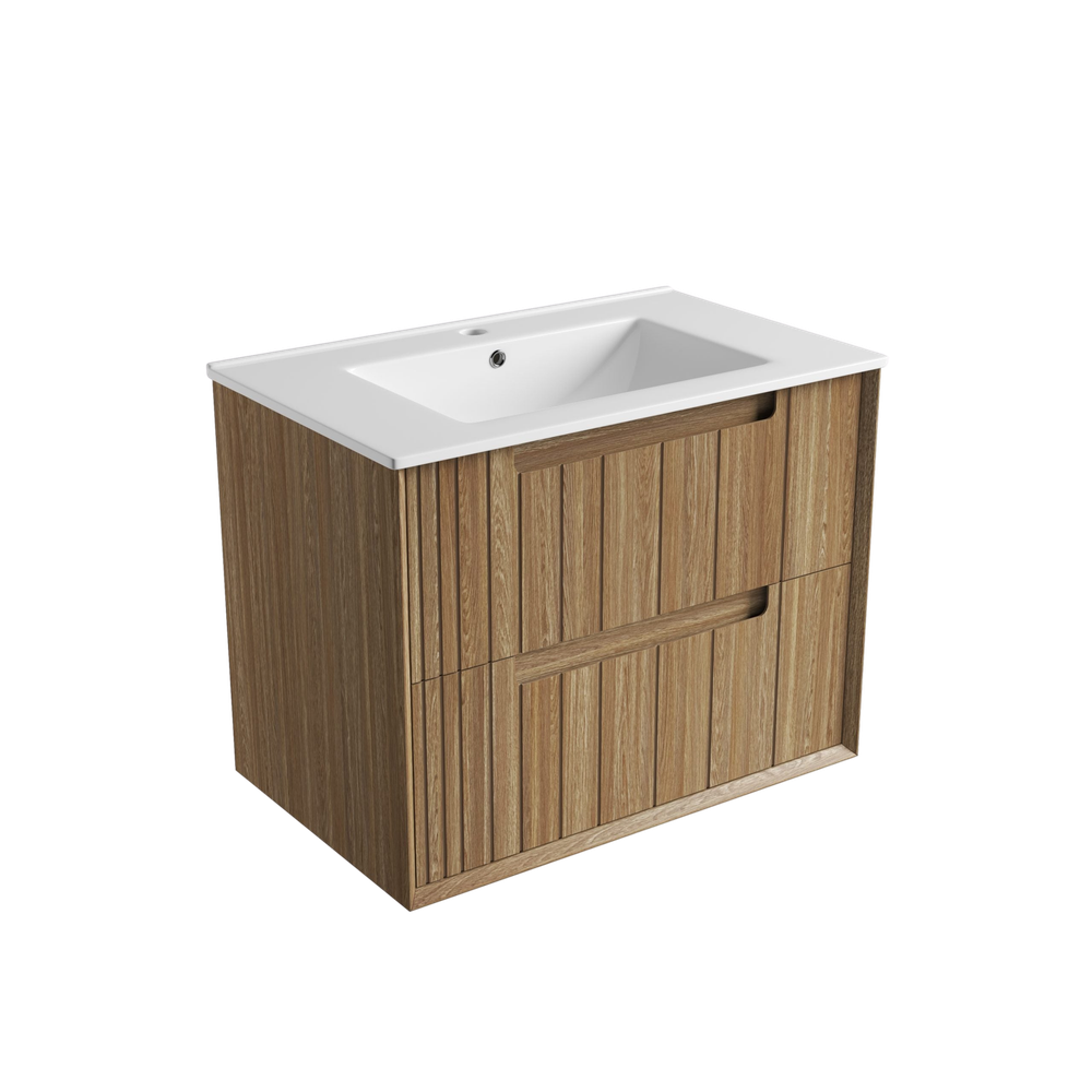 Aulic 750mm VO750WHA Voulari Framed Wall Hung Vanity, Harvest Oak