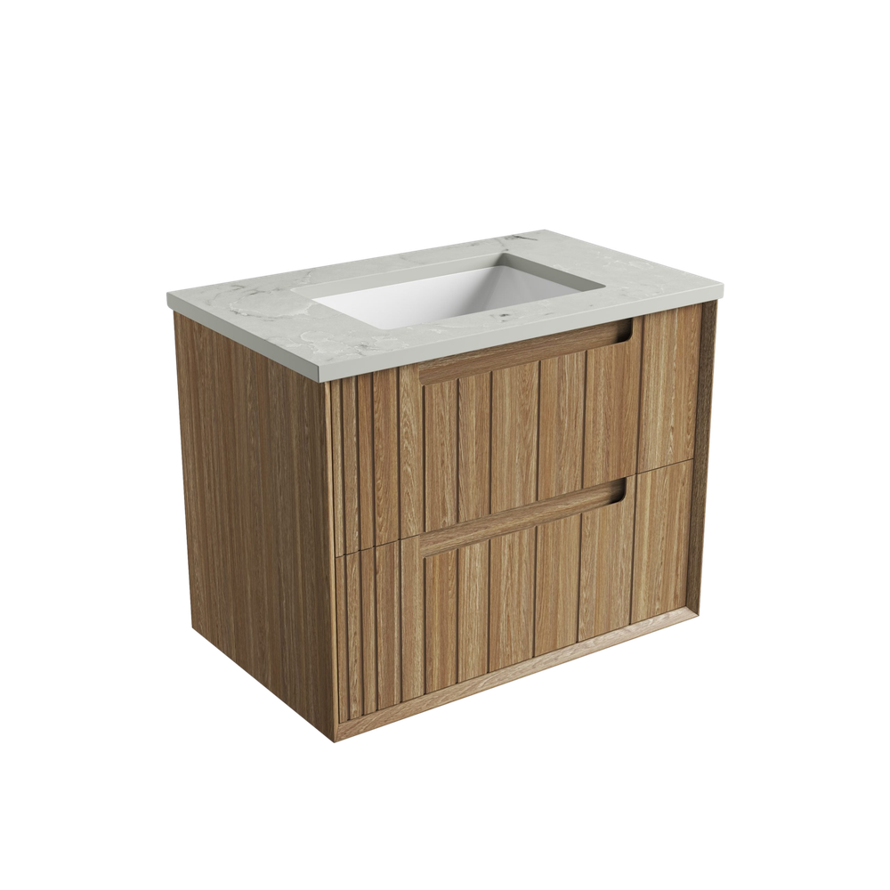 Aulic 750mm VO750WHA Voulari Framed Wall Hung Vanity, Harvest Oak