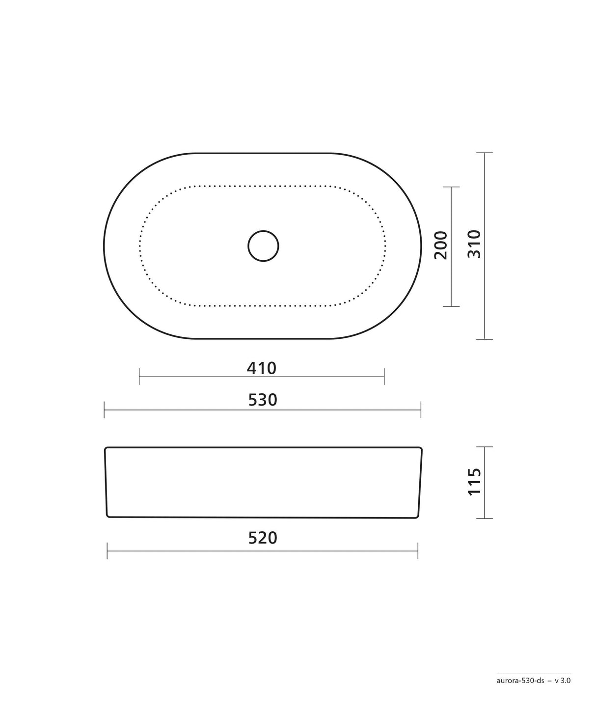 Seima 192147 Aurora 530 Above Counter Ceramic Basin, Forest