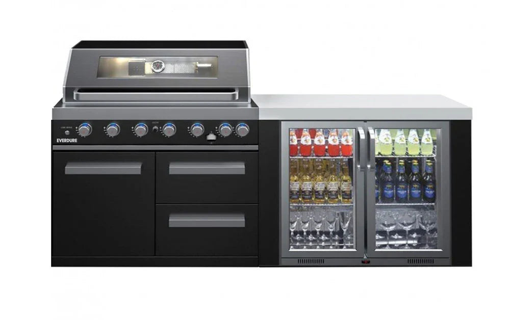 Everdure OS-NBLPC-21B+PK-1 Neo Black Outdoor Kitchen With BBQ and Fridge