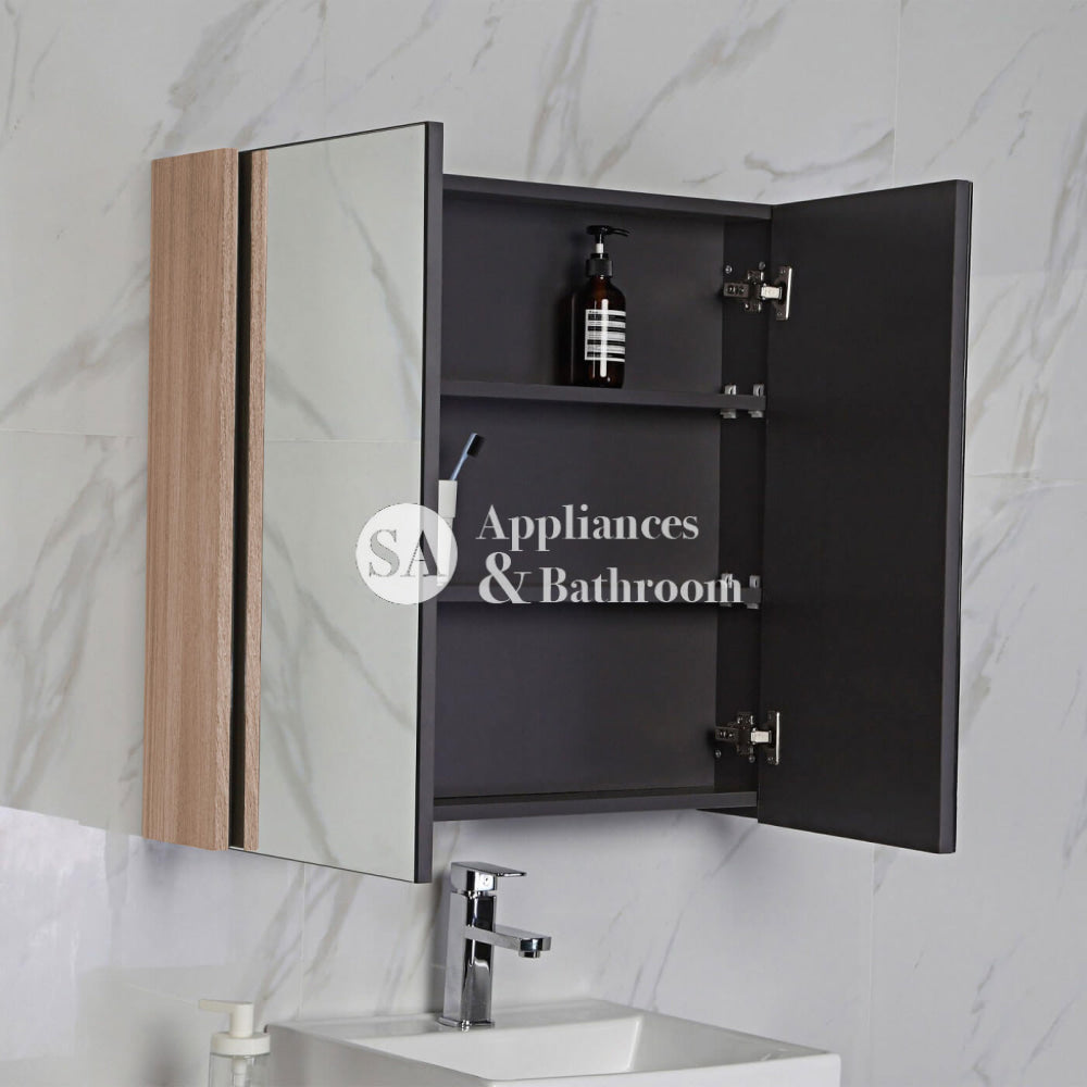 Bella Pencil Edge Mirror Shaving Cabinet Mia Oak / 600mm Mirrors & Cabinets