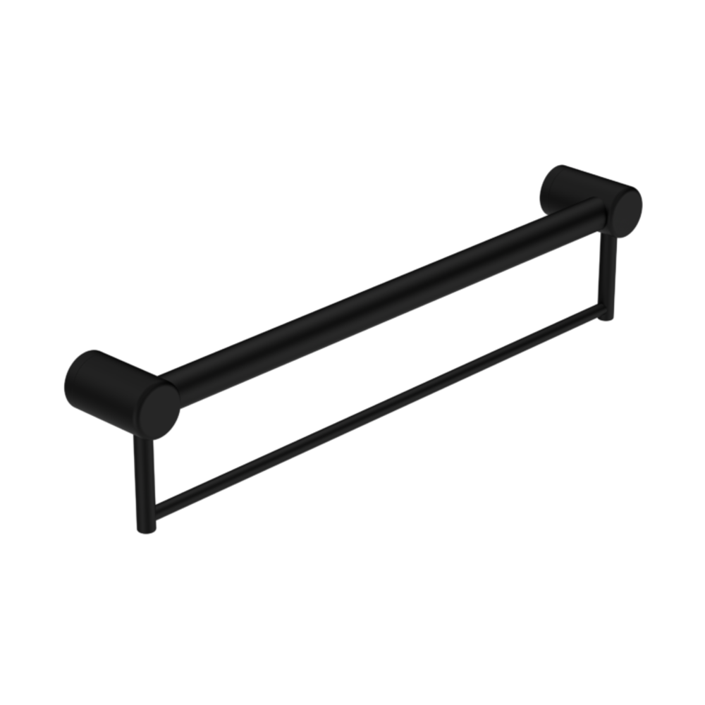 Nero Mecca Care 32mm Grab Rail With Towel Holder 600mm Matte Black NRCR3224BMB