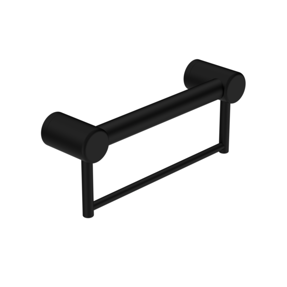 Nero Mecca Care 32mm Grab Rail With Towel Holder 300mm Matte Black NRCR3212BMB