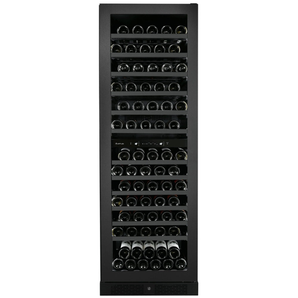 Artusi AWC154BV Dual Zone Wine Cooler, 125 Bottle, Reversible Door, Matte Black