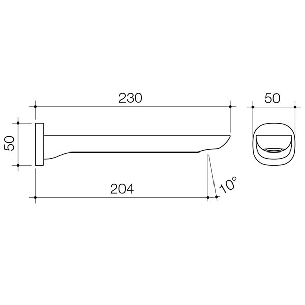 Caroma 99591B5A Contura Basin/Bath Outlet Matte Black 230mm