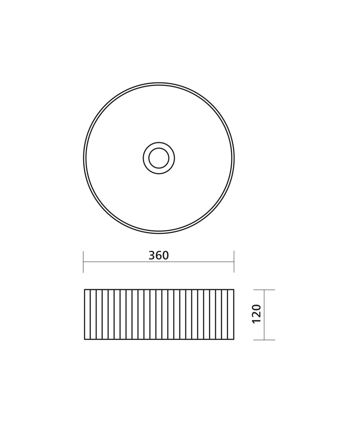 Seima 192939 Cleo 360 Fluted Round Above Counter Basin, 360x360mm, Matte White