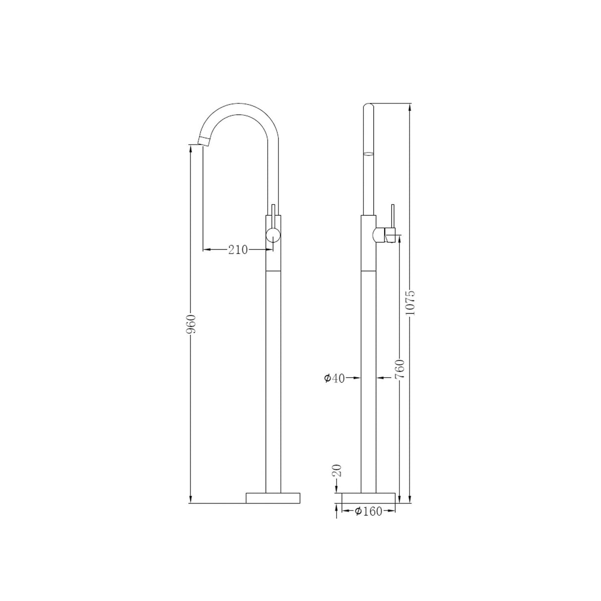 Nero NR210903a01GM Dolce Freestanding Bath Mixer - Gunmetal Grey