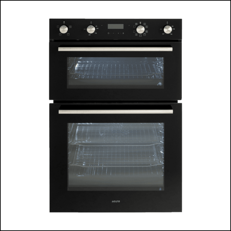 Euro Appliances Eo8060Dbk Black Glass Electric Multifunction Duo Wall Oven Ovens