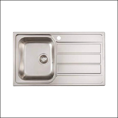 Euro Appliances Ms101S Right Hand Bowl Single And Drainer Sink Top Mounted Kitchen Sinks