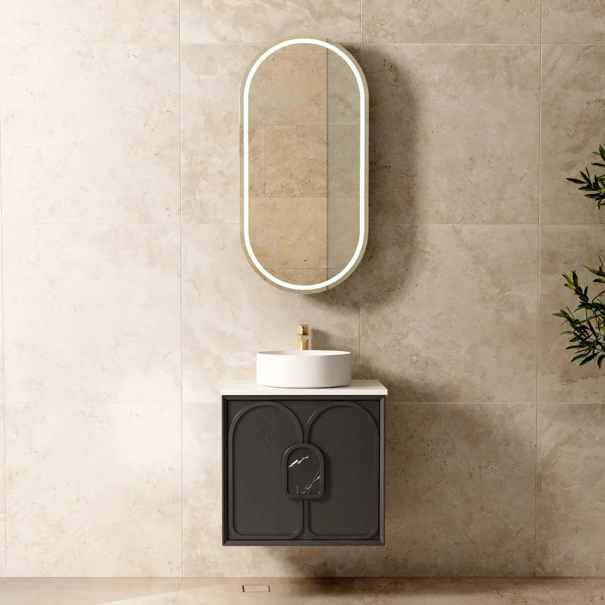 Otti Laguna Wall Hung Vanity, Black Oak