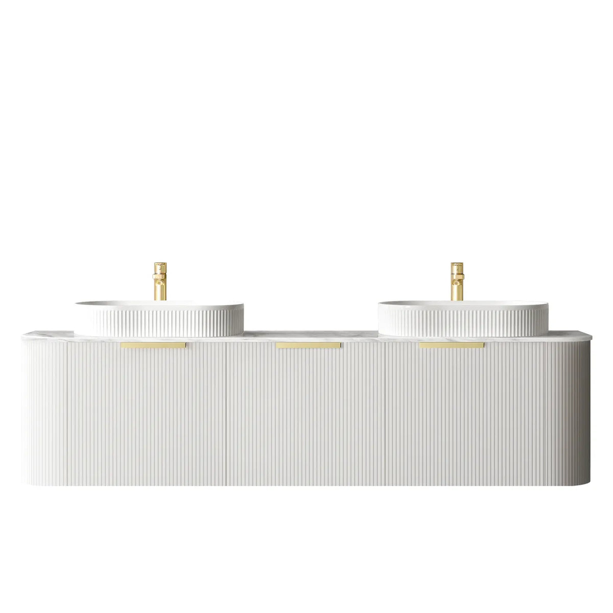 Otti Bondi Wall Hung Vanity, Fluted Satin White