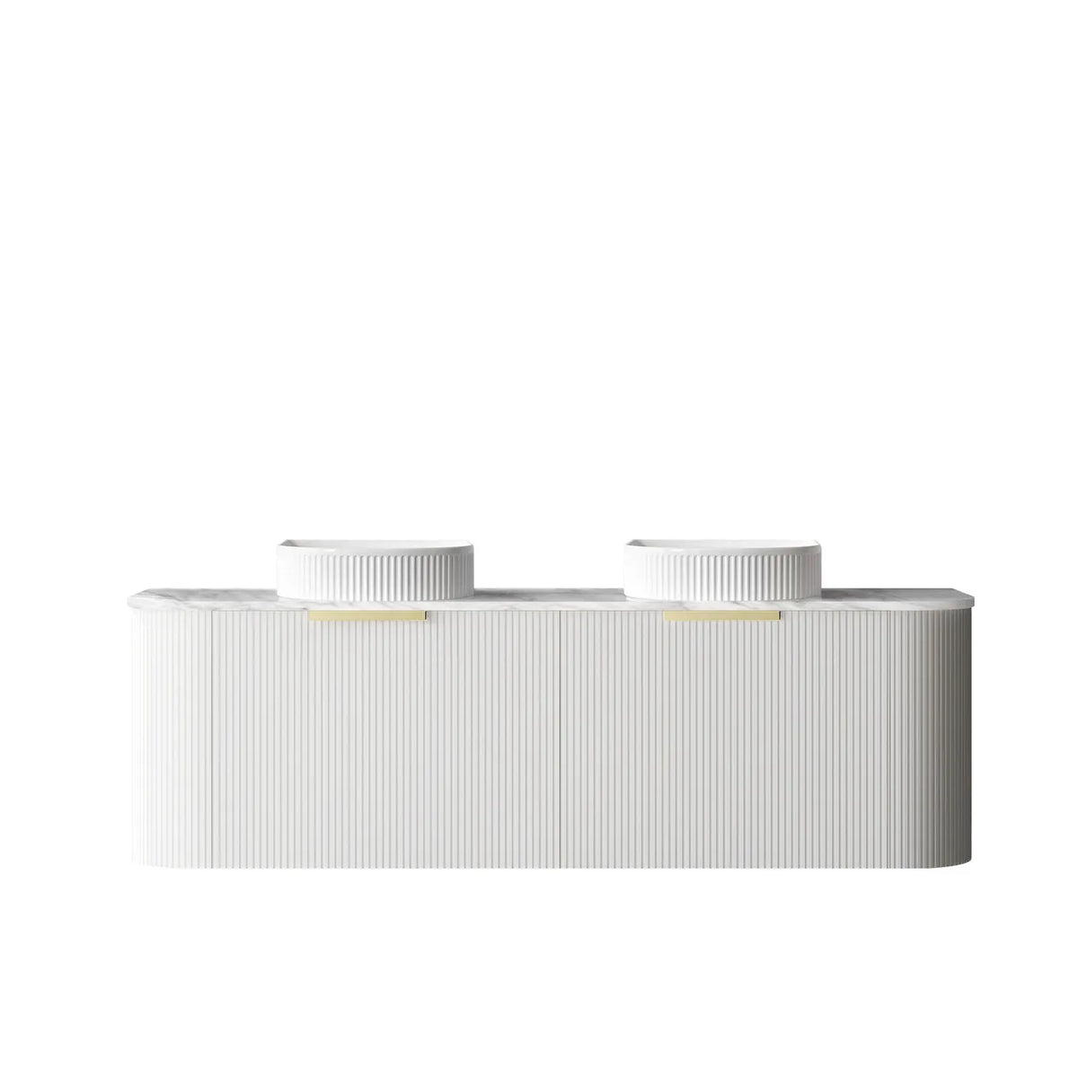 Otti Bondi Wall Hung Vanity, Fluted Satin White