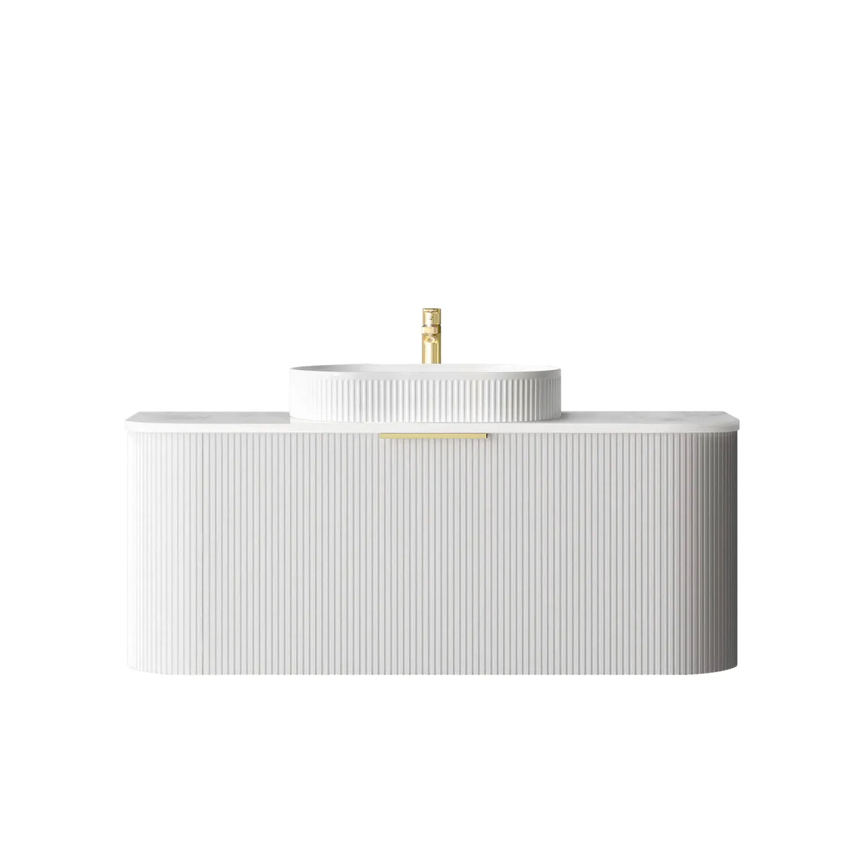 Otti Bondi Wall Hung Vanity, Fluted Satin White