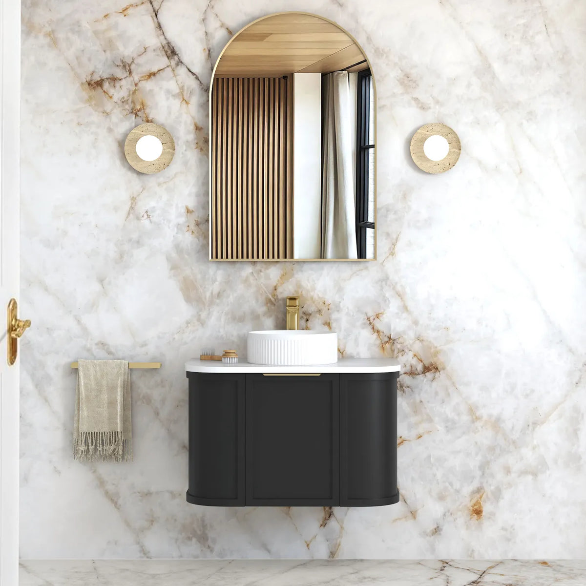 Otti Hampshire Wall Hung Vanity, Satin Black