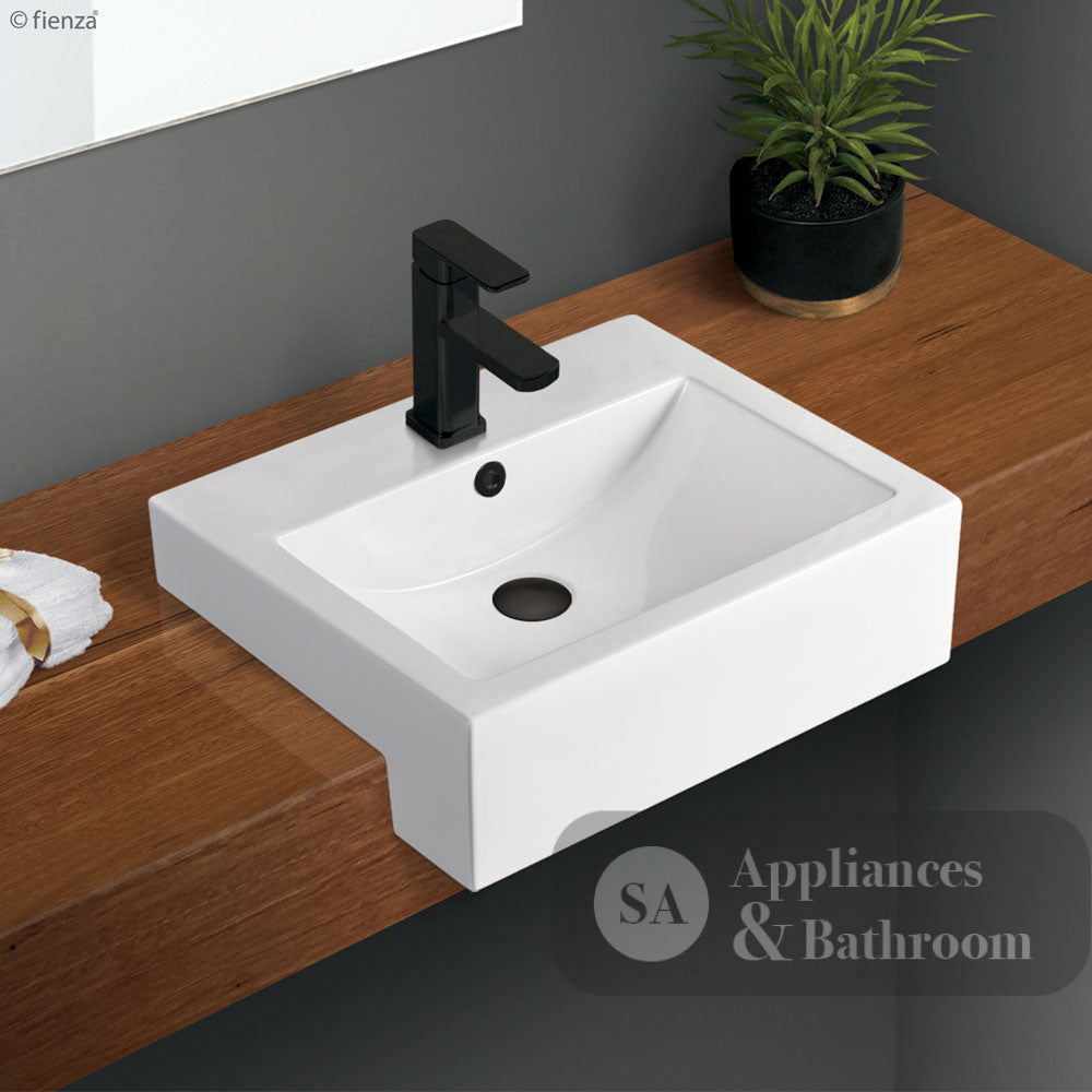 Fienza 1 Tap Hole RB8050B 1 Tap Hole Semi Recessed Basin White - Basins