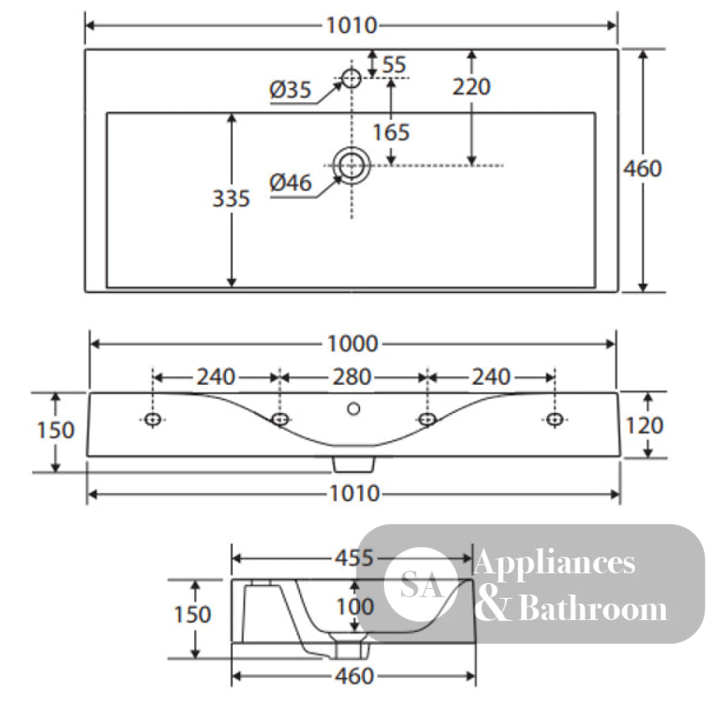 Fienza 10100AWHA RAK Des 101 Wall Basin No Tap Hole Alpine White - Basins
