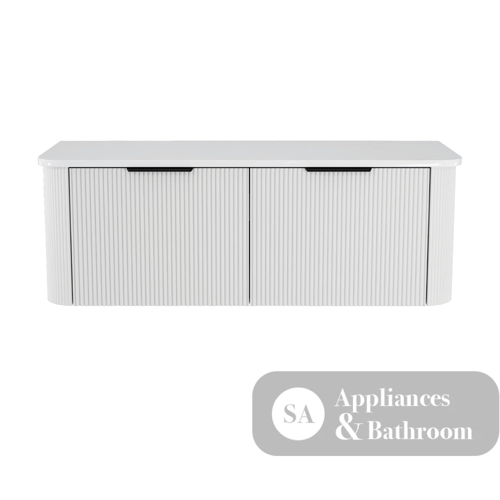 Fienza 120UW-C Minka Curved Satin White 1200 Wall Hung Cabinet - Vanity Units