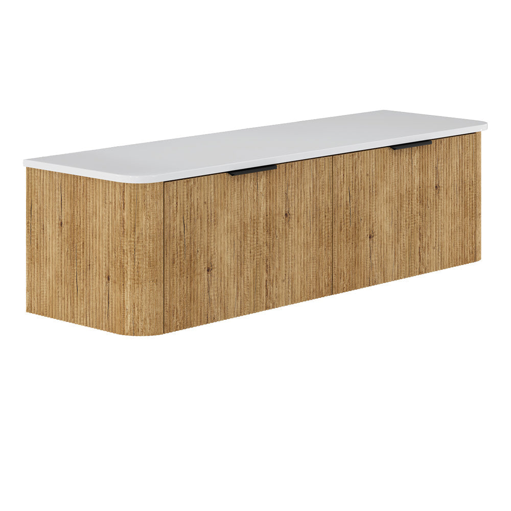 Fienza 150US-C Minka Curved Scandi Oak 1500 Wall Hung Cabinet - Vanity Units