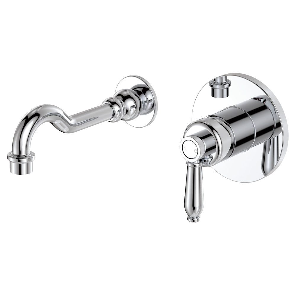 Fienza Eleanor Wall Basin/Bath Mixer Set Chrome / Ceramic 202106 202106Cc Bathroom Mixers