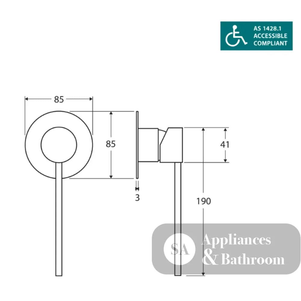 Fienza 213101D-2 Isabella Care Chrome Wall Basin Mixer With Round Plate - Accessible Taps