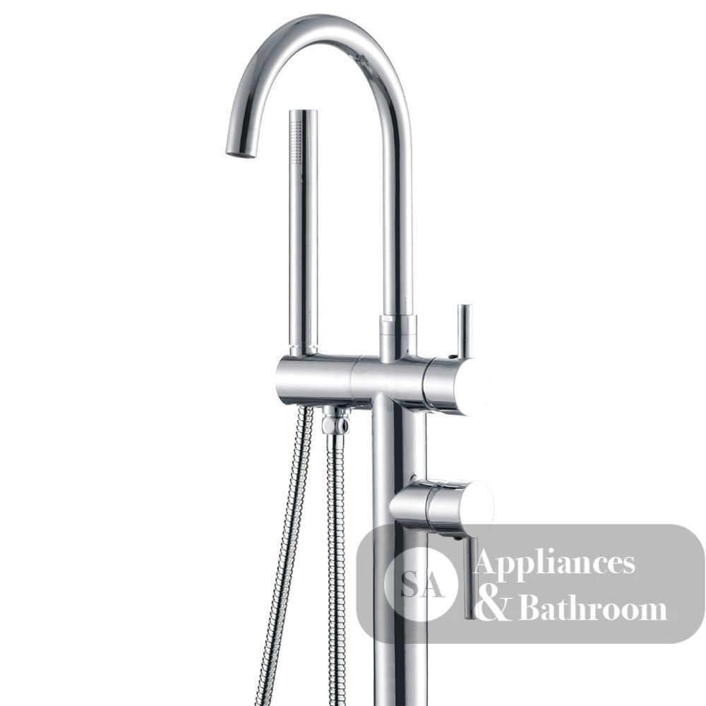 Fienza 213113 Kaya Floor Mounted Bath Mixer With Hand Shower Chrome - Bath Fillers