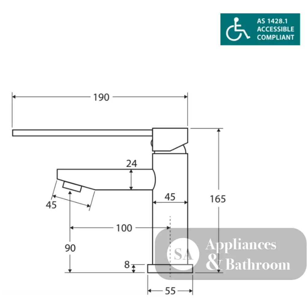Fienza 225103D Hustle Care Short Basin Mixer Tap Matte Black - Basin Mixer