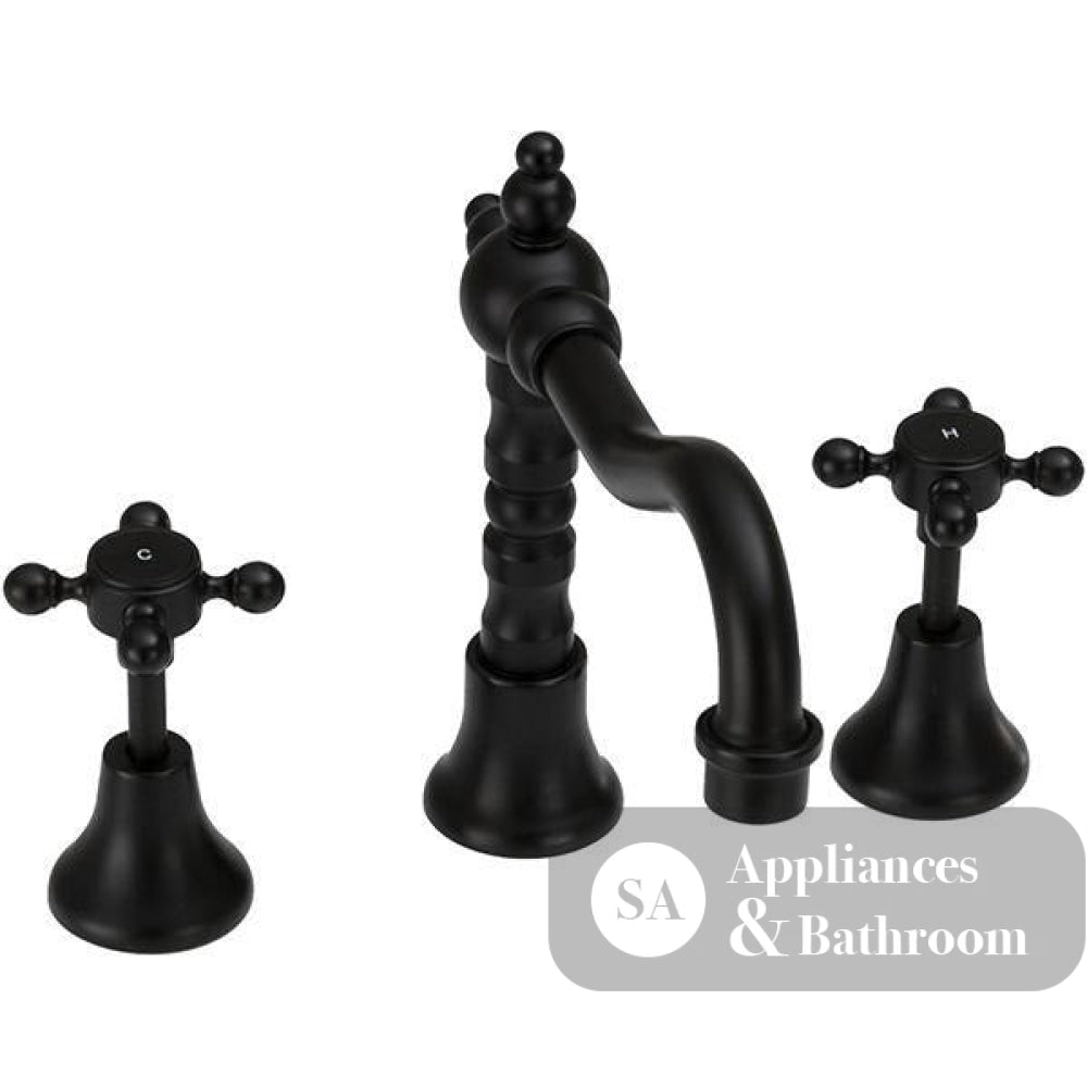 Fienza 336101BK Lillian Shepherds Crook Basin Set Matte Black Tapware 3 Piece