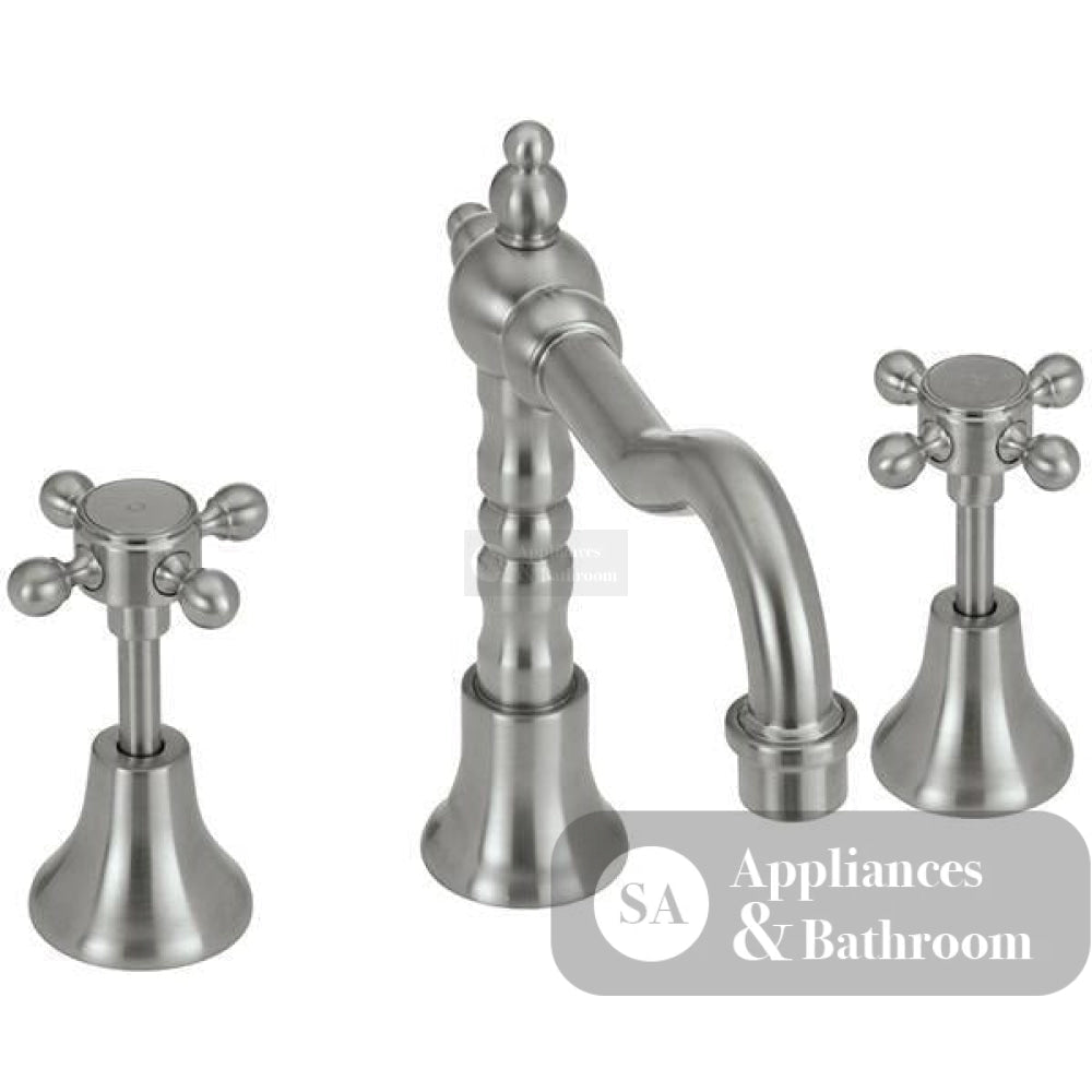 Fienza 336101BN Lillian Shepherds Crook Basin Set Brushed Nickel Tapware 3 Piece