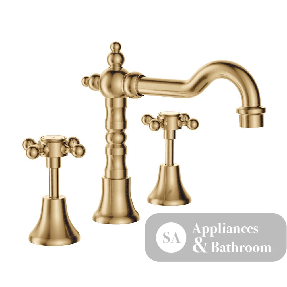 Fienza 336101UB Lillian Shepherds Crook Basin Set Urban Brass Tapware 3 Piece