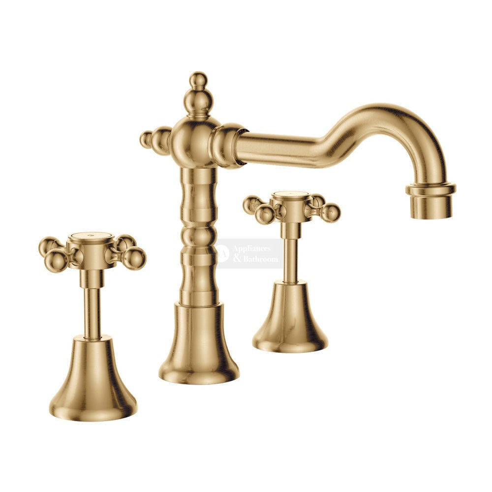 Fienza 336101UB Lillian Shepherds Crook Basin Set Urban Brass Tapware 3 Piece