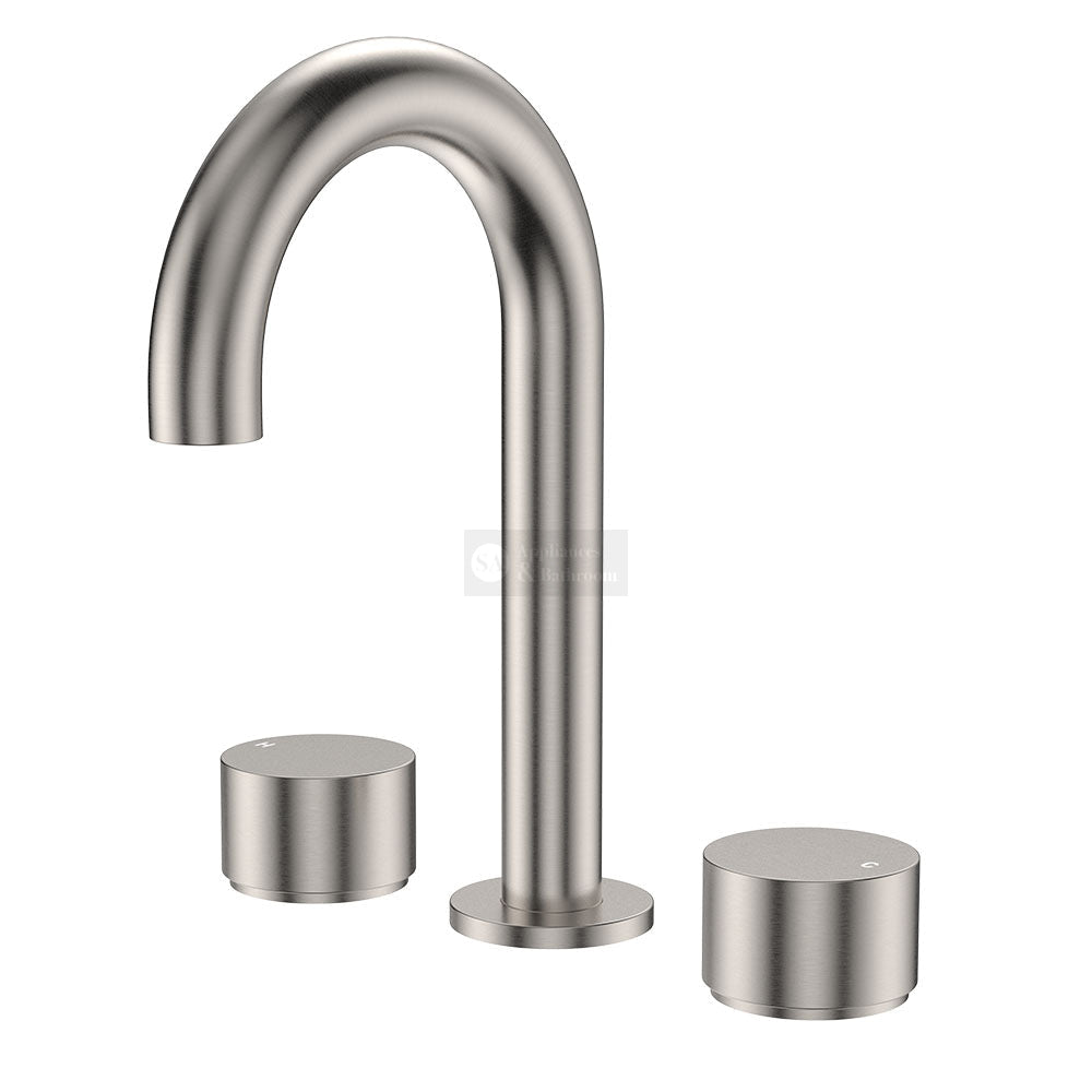 Fienza 338101BN-LF Kaya Round Hob Set Round Taps Brushed Nickel