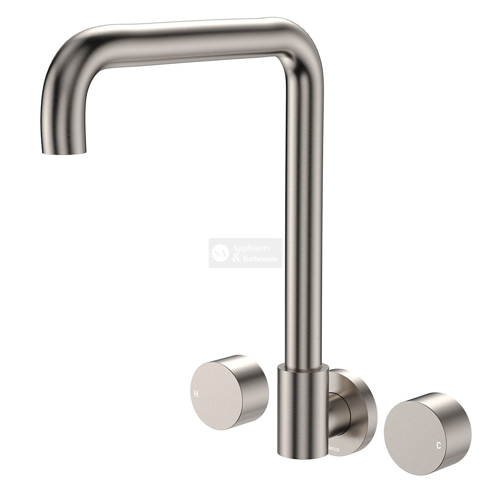 Fienza 338105BN-LF Kaya Squareline Wall Set Round Taps Brushed Nickel