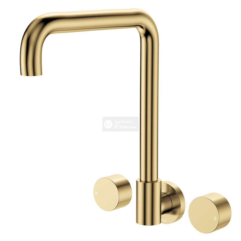 Fienza 338105UB-LF Kaya Squareline Wall Set Round Taps Urban Brass