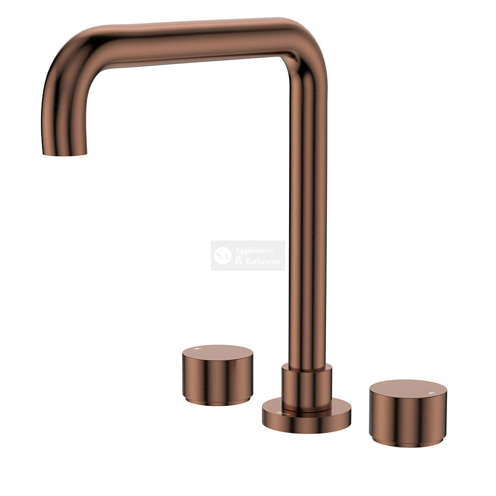 Fienza 338106CO-LF Kaya Squareline Hob Set Round Taps Brushed Copper