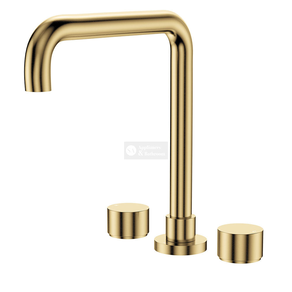 Fienza 338106UB-LF Kaya Squareline Hob Set Round Taps Urban Brass
