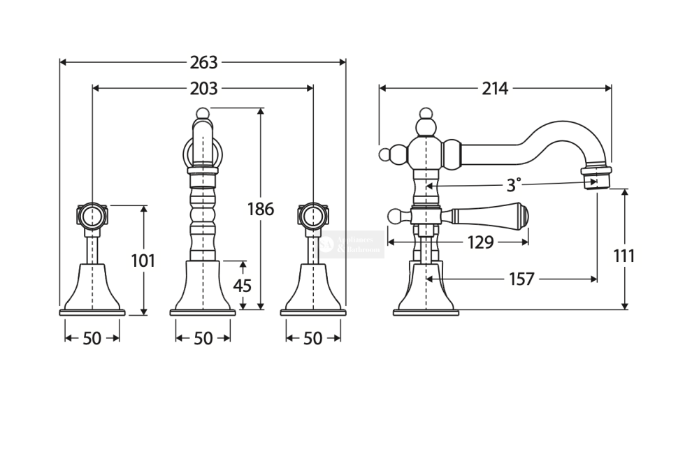 Fienza 339101BN Lillian Shepherds Crook Lever Basin Set Brushed Nickel Kitchen Mixer Taps