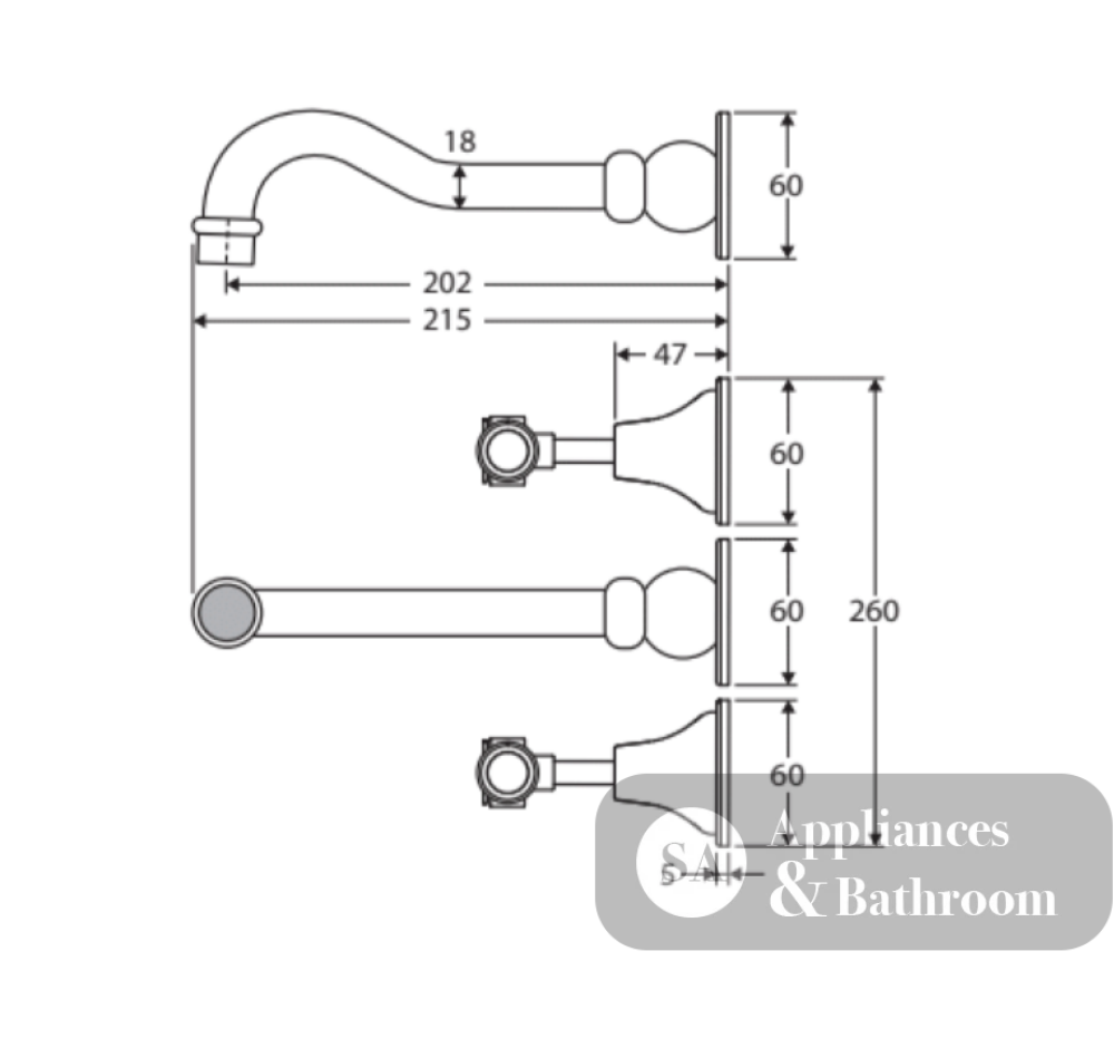 Fienza Lillian Lever Basin Bath Wall Set - Matte Black with Ceramic White Handles Tapware 3 Piece