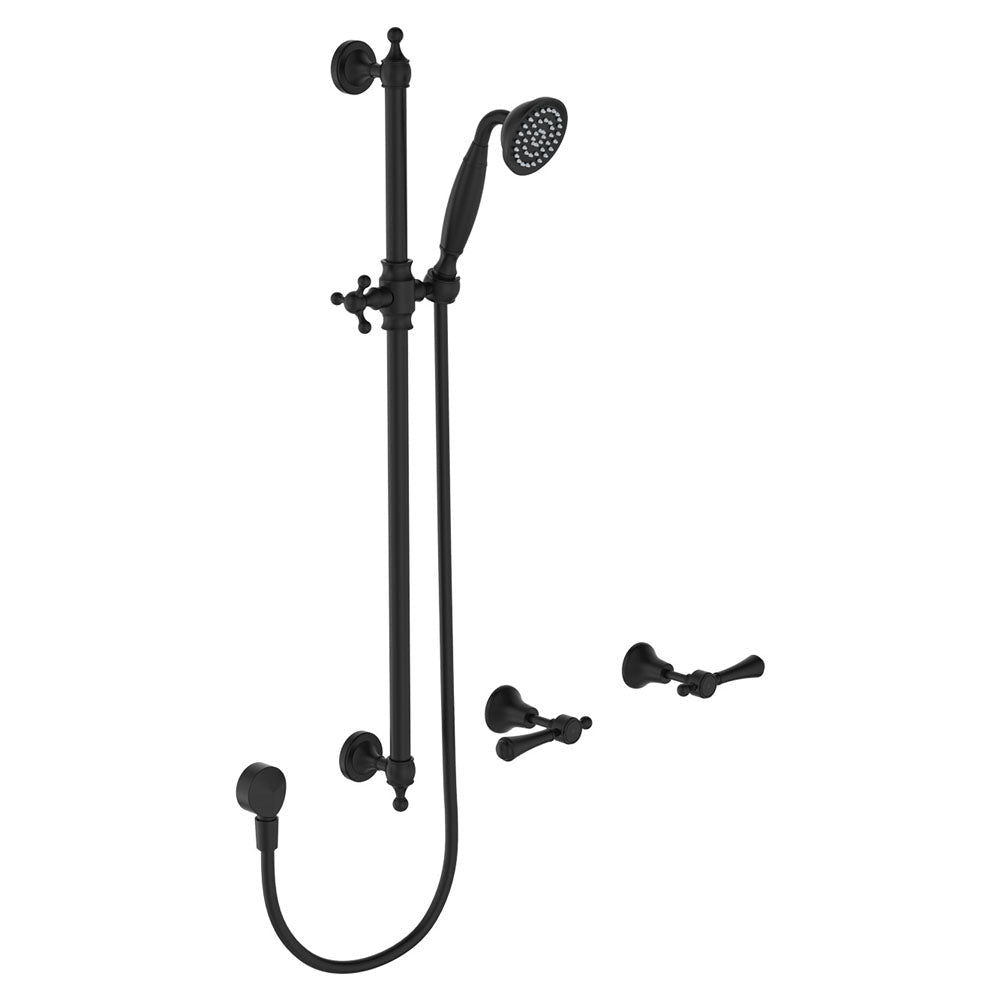 Fienza 339103BK Lillian Lever Rail Shower Set Matte Black Handles Matte Black - Showers