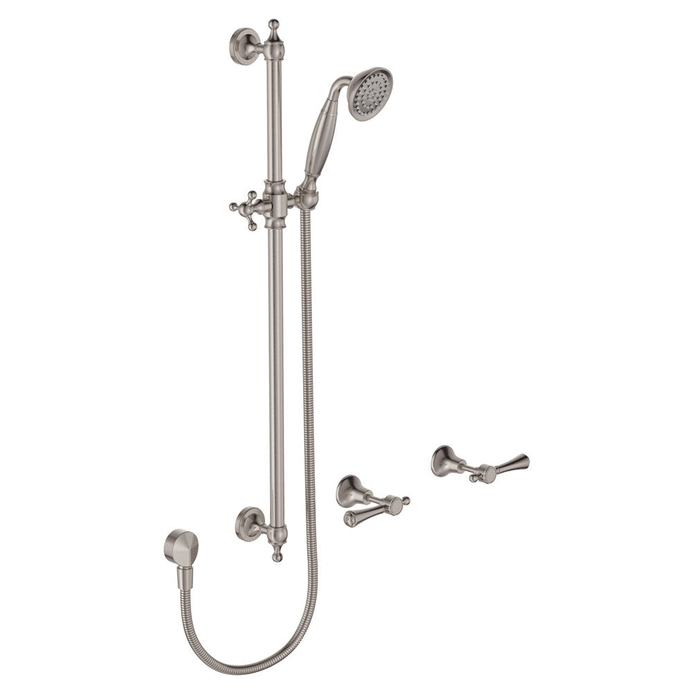 Fienza 339103NN Lillian Lever Rail Shower Set Brushed Nickel Handles Brushed Nickel - Showers