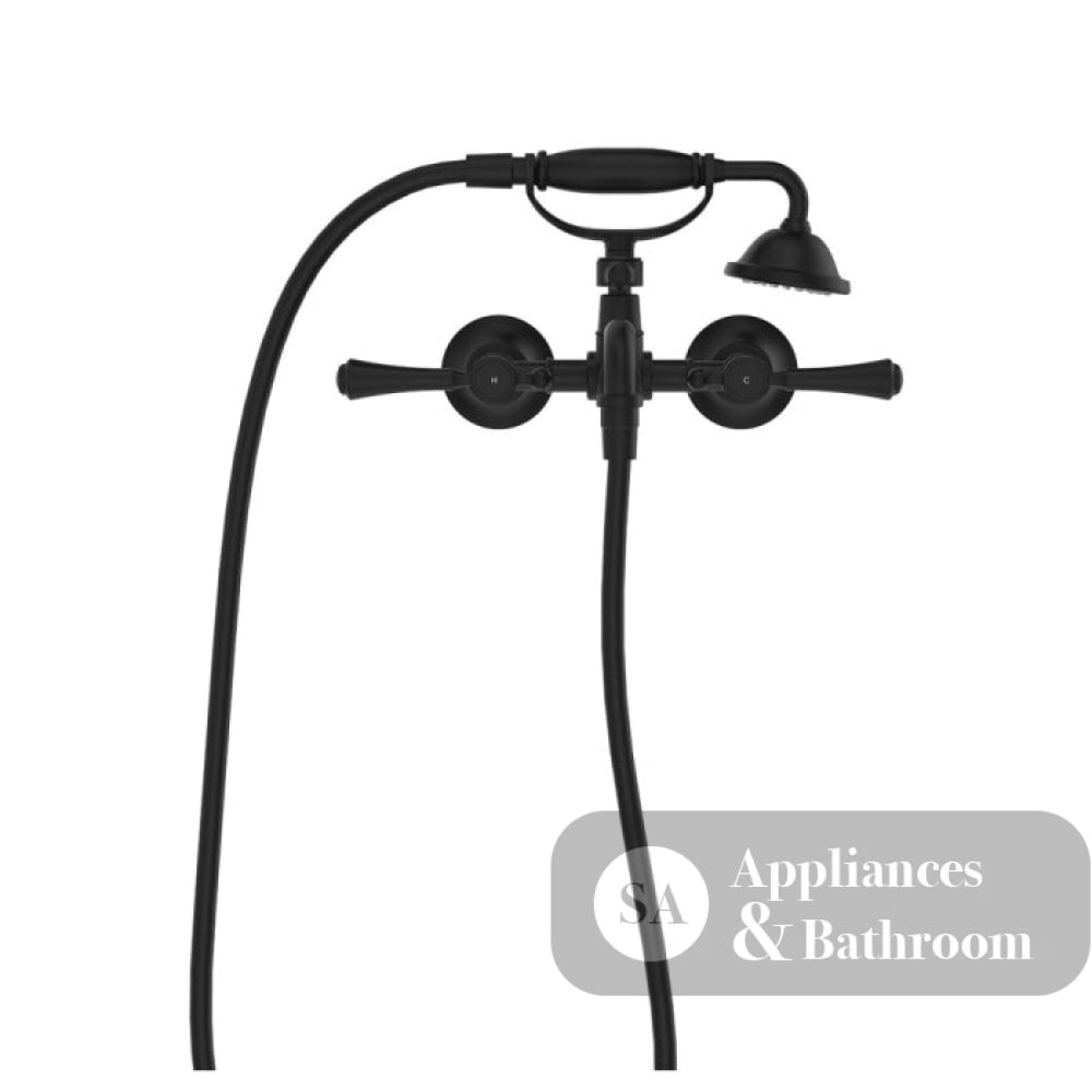 Fienza 339105BL Lillian Lever Exposed Bath Tap Set with Hand Shower Matte Black - Bath Fillers