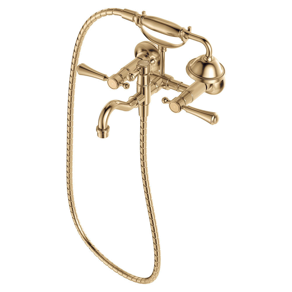 Fienza 339105UU Lillian Lever Exposed Bath Tap Set with Hand Shower Urban Brass - Bath Fillers