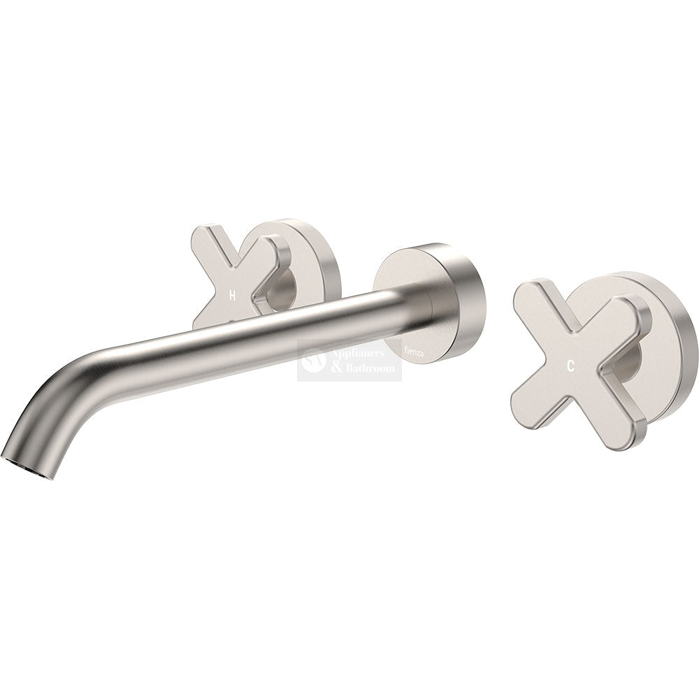 Fienza 343102BN-220-LF Kaya Wall Set Cross Taps 220mm Brushed Nickel