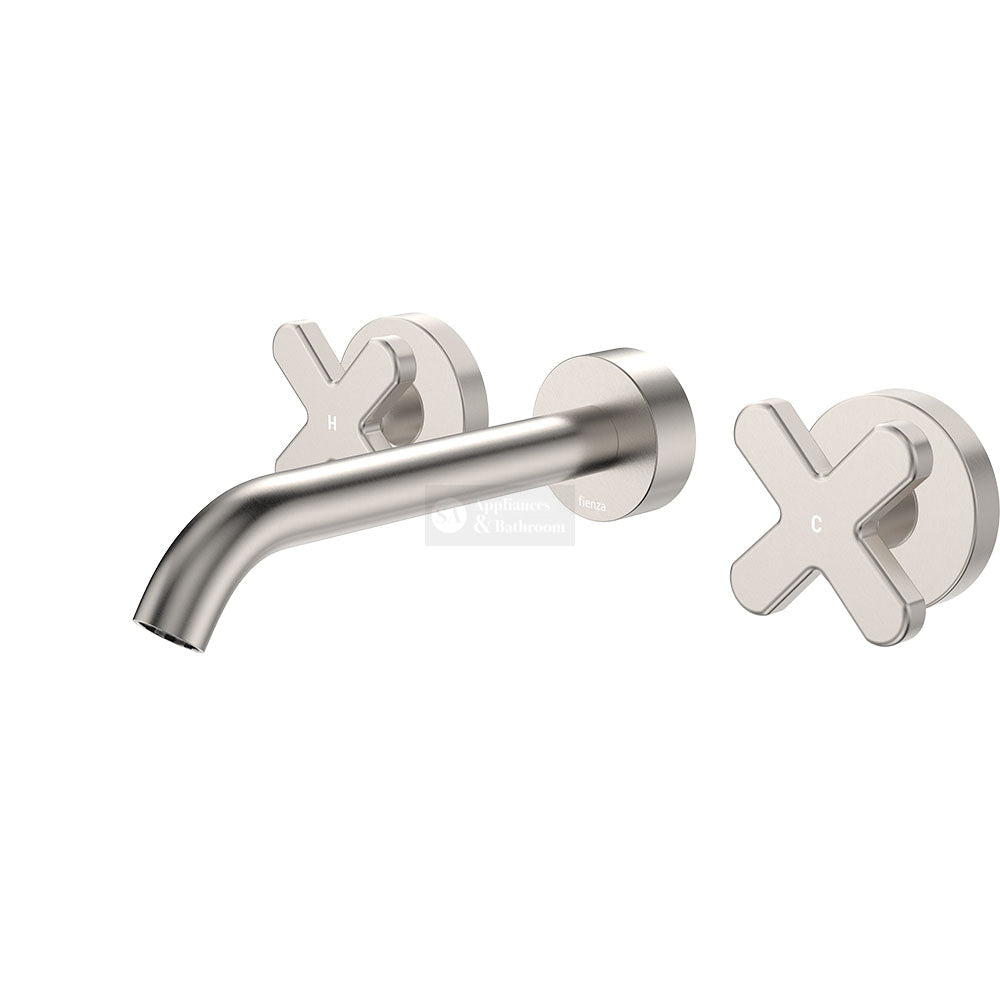 Fienza 343102BN-LF Kaya Wall Set Cross Taps 180mm Brushed Nickel