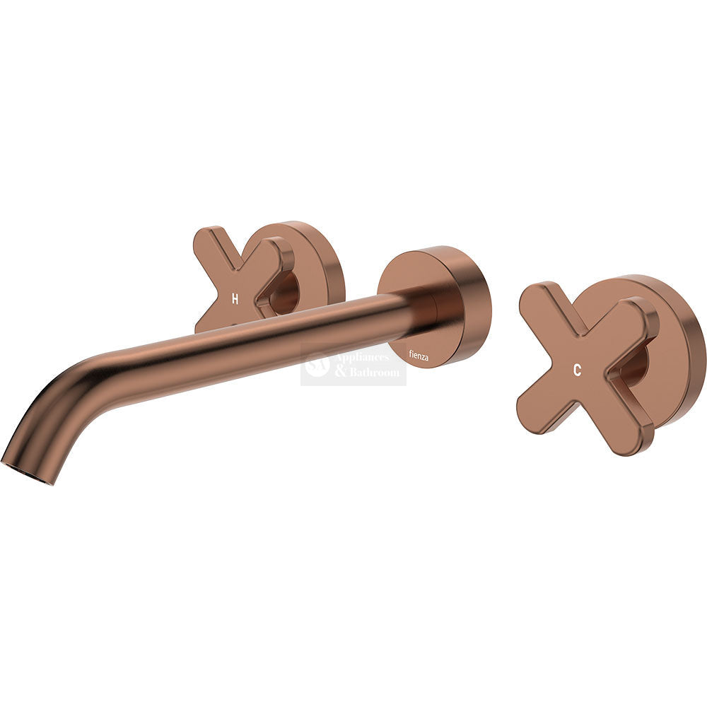 Fienza 343102CO-220-LF Kaya Wall Set Cross Taps 220mm Brushed Copper