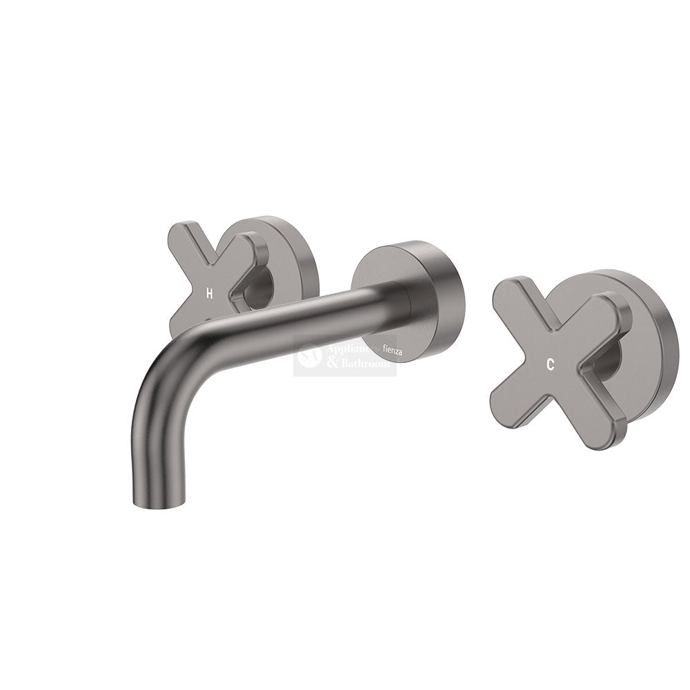 Fienza 343102GM-130-LF Kaya Wall Set Cross Taps 130mm Gun Metal