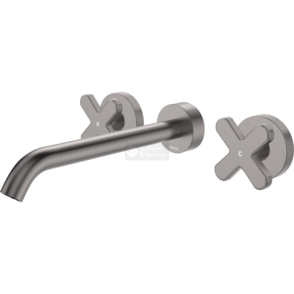 Fienza 343102GM-220-LF Kaya Wall Set Cross Taps 220mm Gun Metal