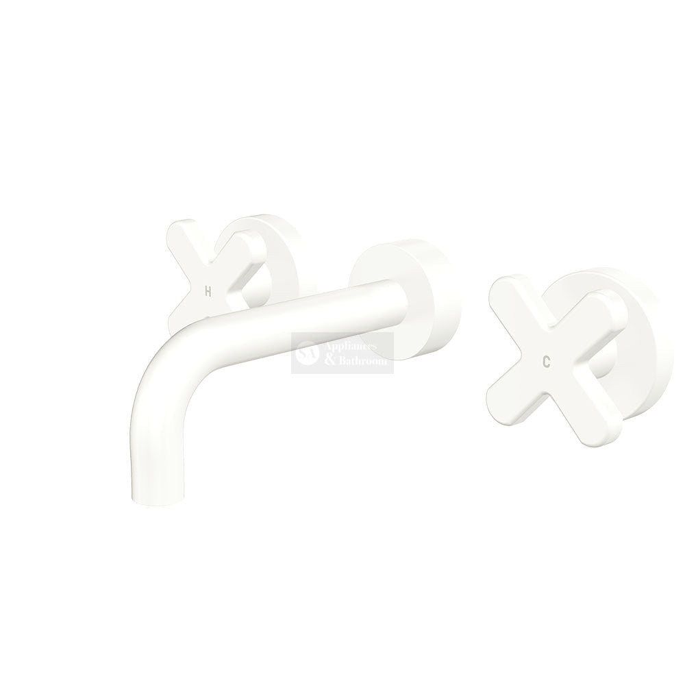 Fienza 343102MW-130-LF Kaya Wall Set Cross Taps 130mm Matte White